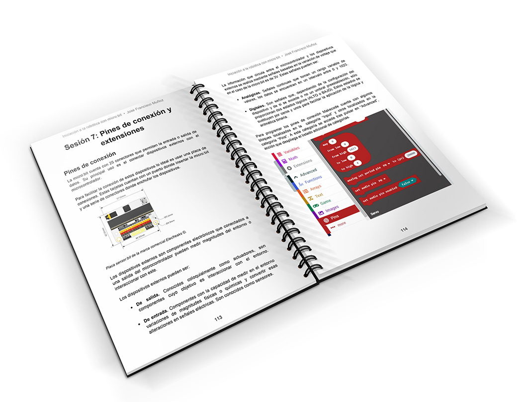 contenidos del Libro Iniciaci&oacute;n a la rob&oacute;tica con micro:bit